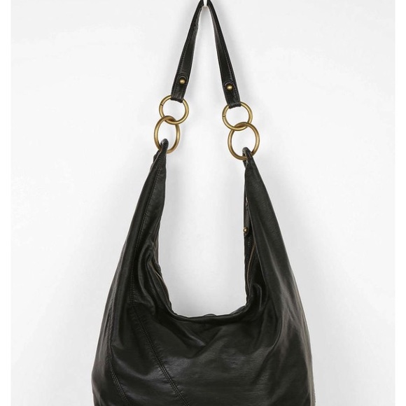 Pins in needles black leather hobo bag purse - Picture 2 of 2